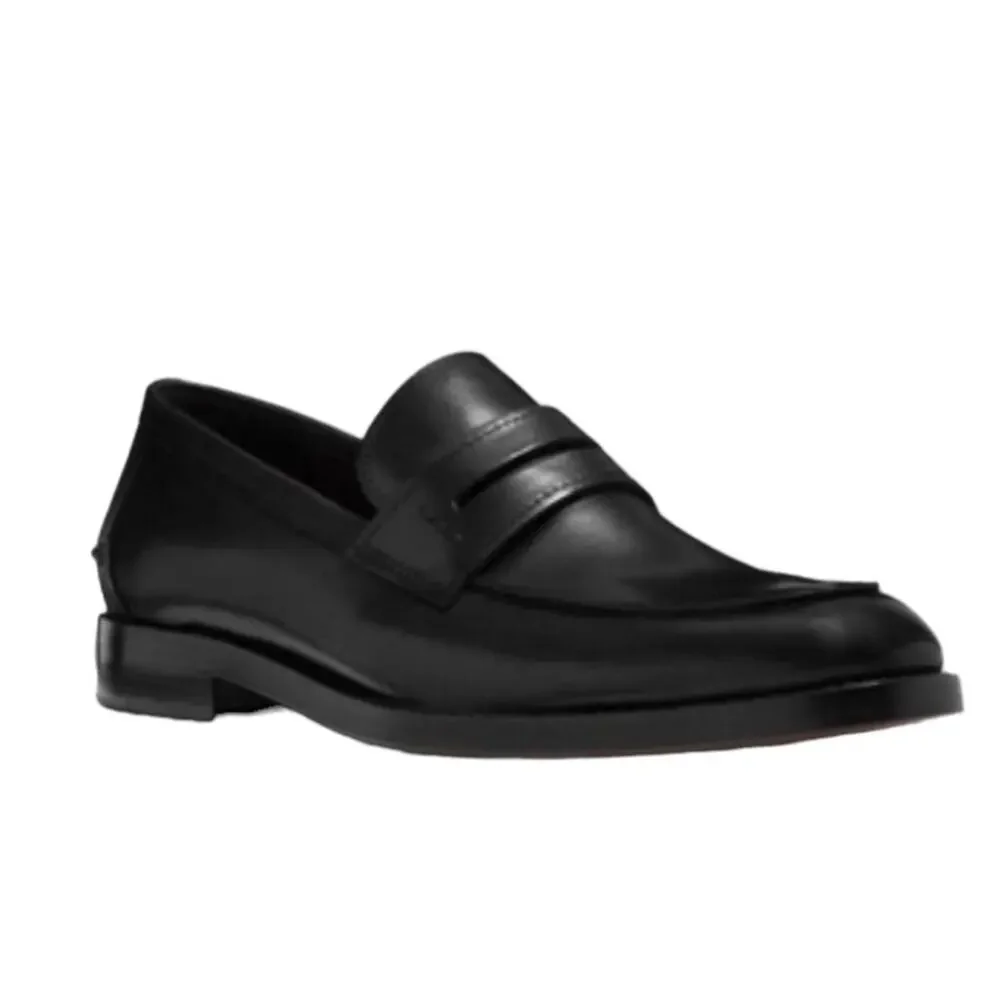 Coach Mens Allen Penny Loafer Black Leather size 8